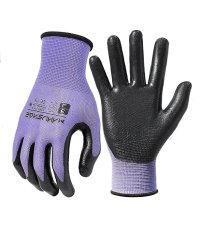 Gloves, Work, Nylon and Nitrile-coated - Capacitative, Color: Purple, Size 9/L by Manusage